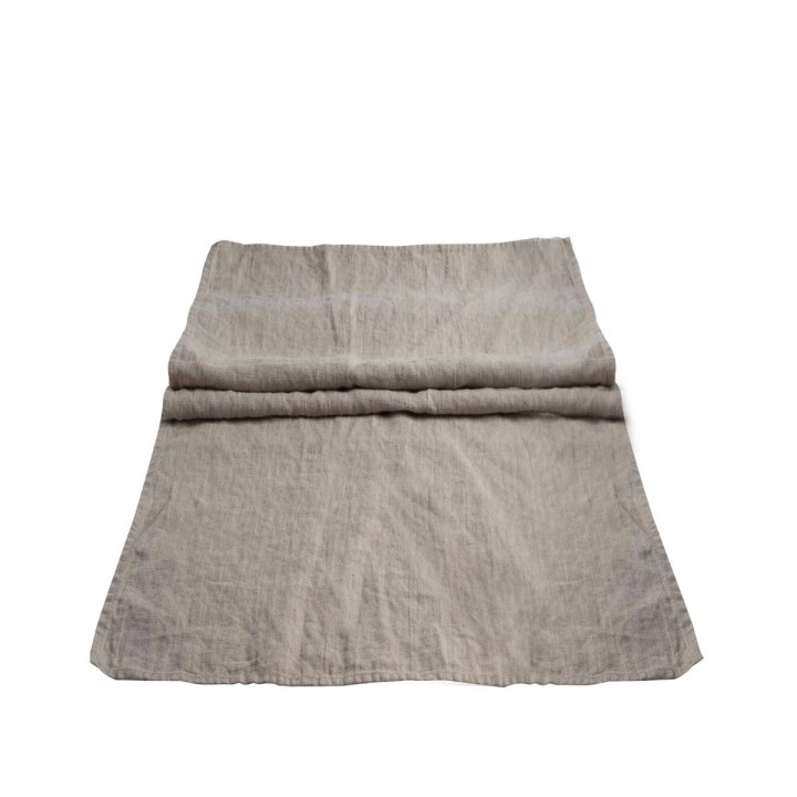 Chemin de table 100% lin21 couleur naturel sans franges 50 x 140 cm