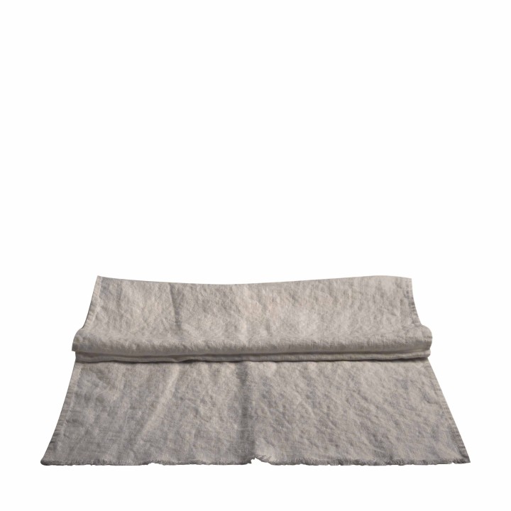 Chemin de table 100% lin21 couleur naturel avec franges 50 x 140 cm