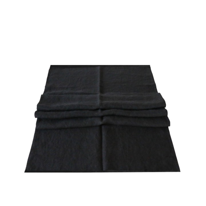 Chemin de table 100% lin21 noir sans franges 50 x 140 cm