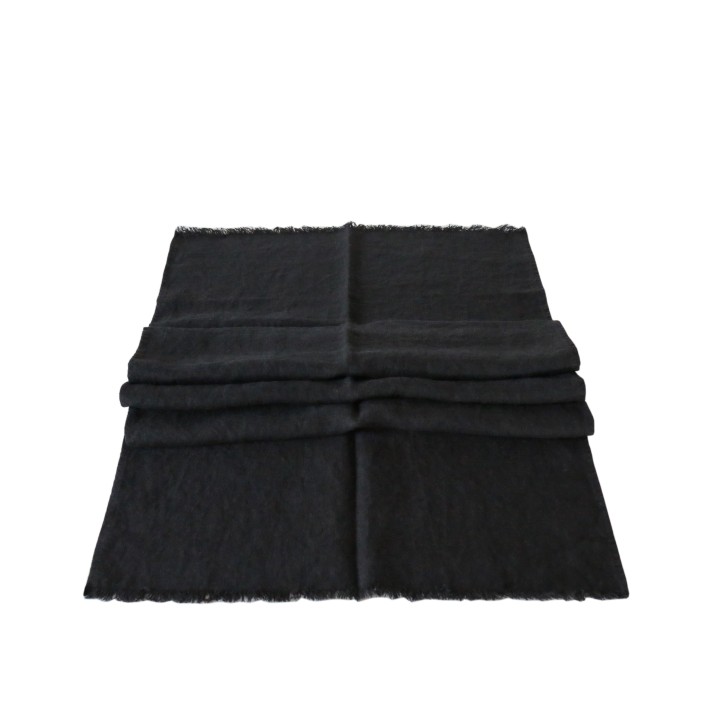 Chemin de table 100% lin21 noir avec franges 50 x 140 cm