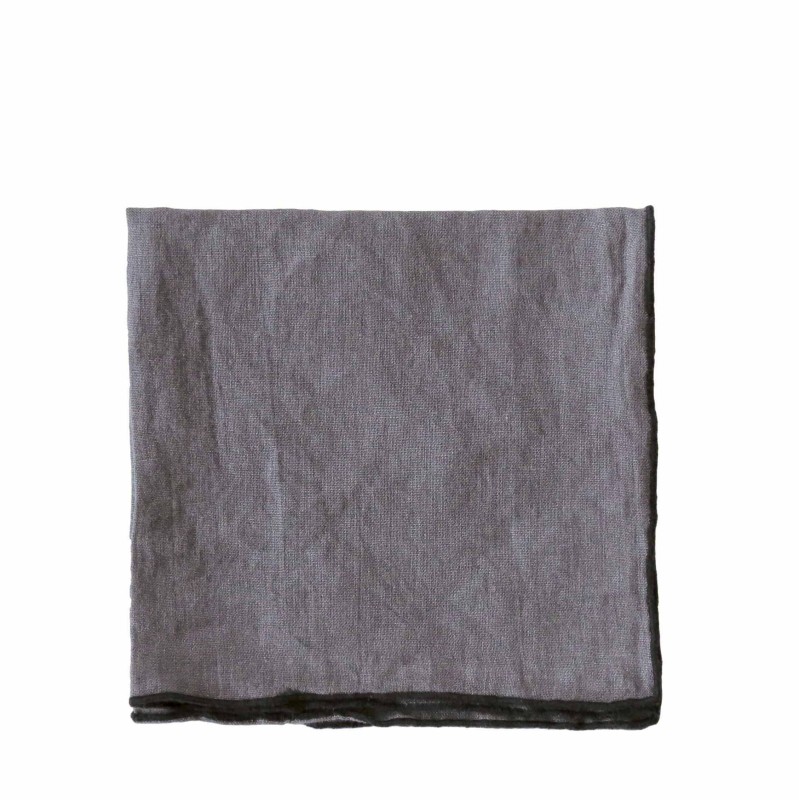 100% linen napkin 40x40 cm black hem