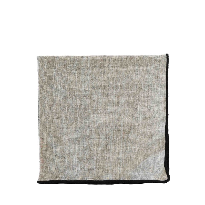 100% linen napkin 40x40 cm black hem