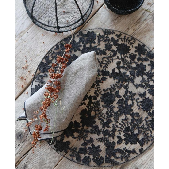 Serviette 100% lin 40x40 cm avec bord noire