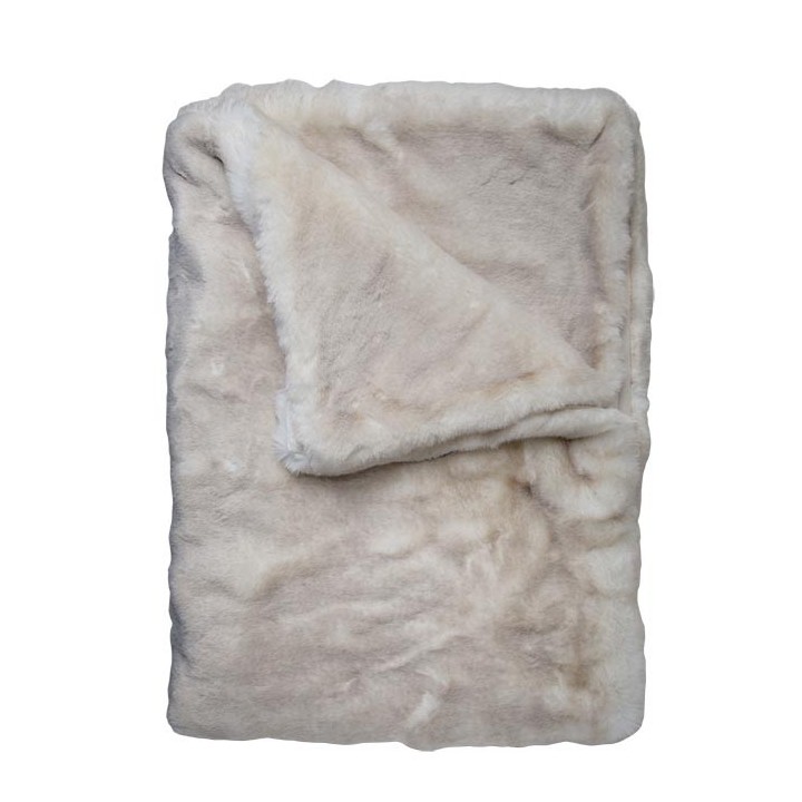 Couverture fourrure blanc/lin  150x 200cm