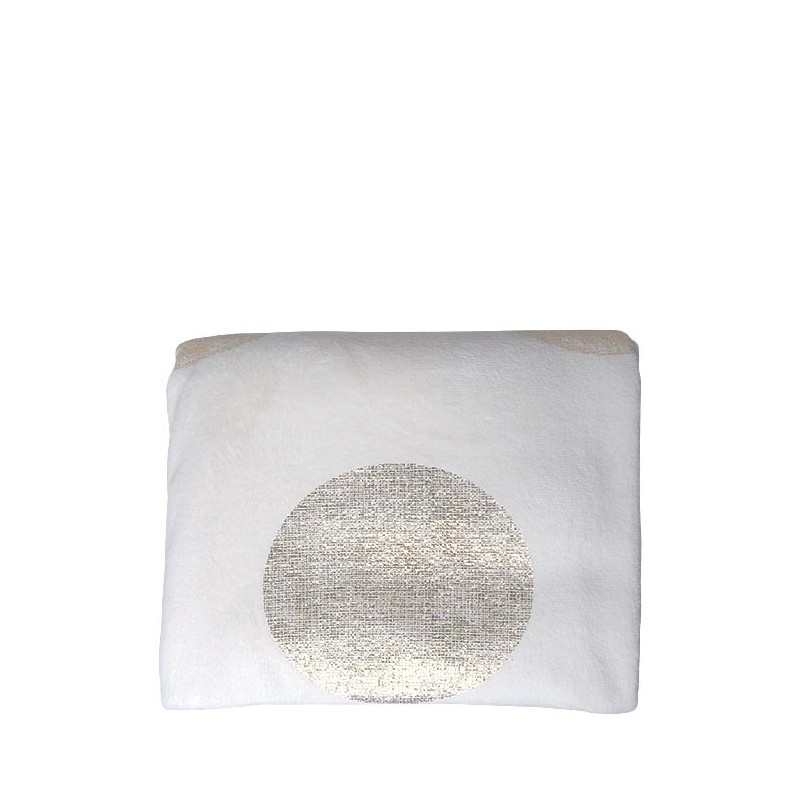 Coperta pile colore bianco con pois oro 130 x 160 cm