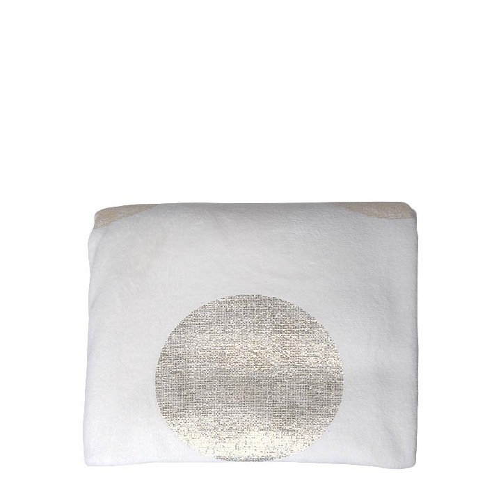 Coperta pile colore bianco con pois oro 130 x 160 cm