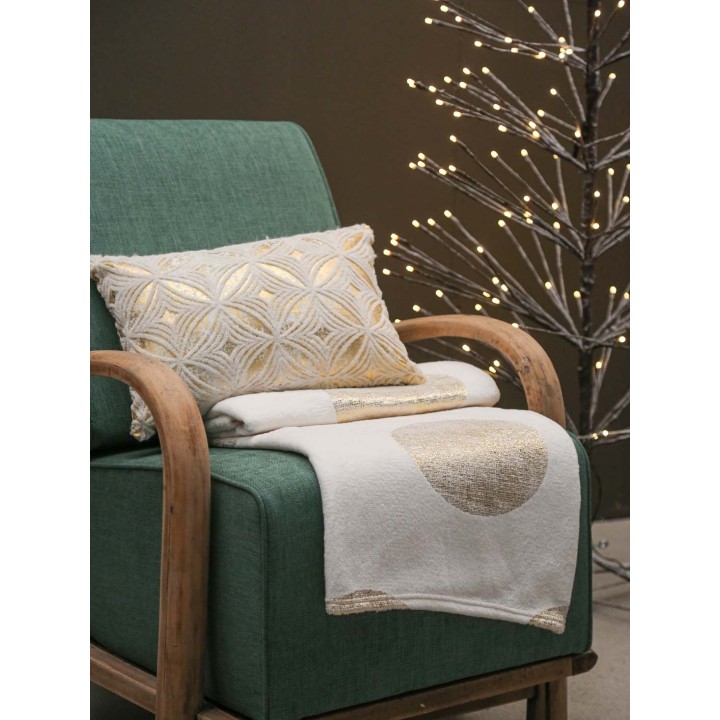 White pile blanket with golden dots 130 x 160 cm