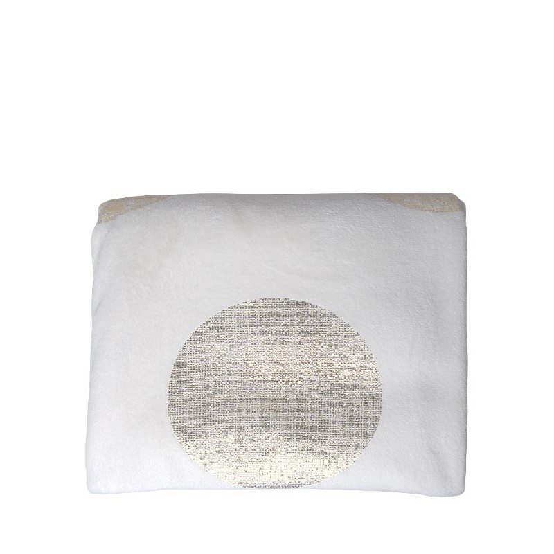 Coperta pile colore bianco con pois oro 160 x 240 cm