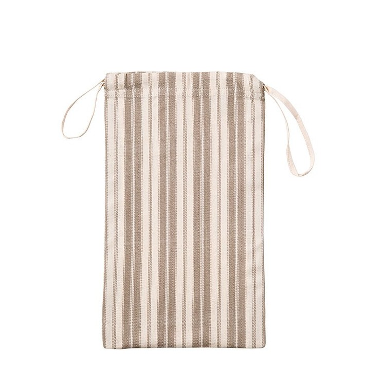 Fabric bag stripes brown/cream 20x35 cm