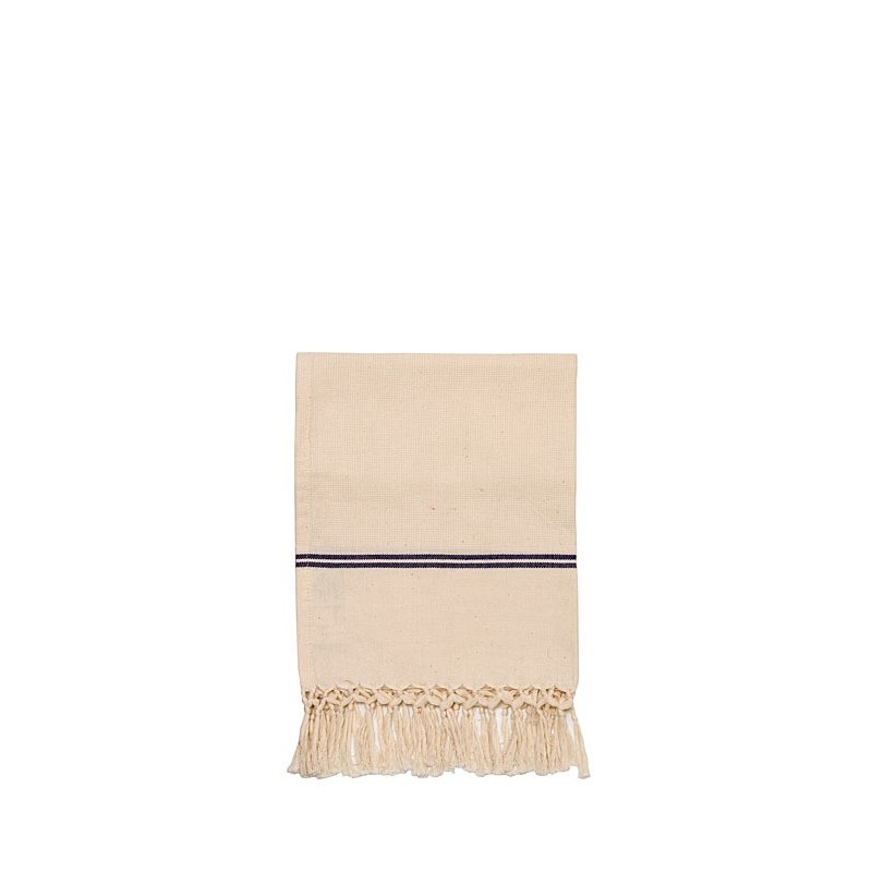 Asciugamano sottile 100%cotone panna riga blu fran 40 x 70 cm