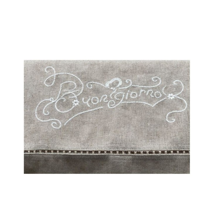 Natural cotton towel "goodmorning" embroidery