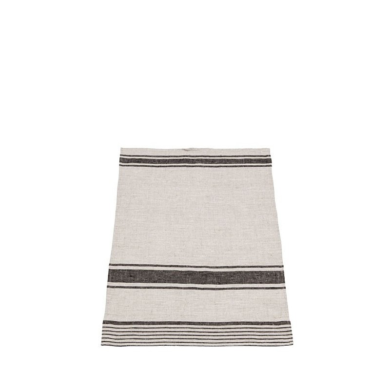 Canovaccio 100%lino naturale e nero bande larghe 47 x 70 cm