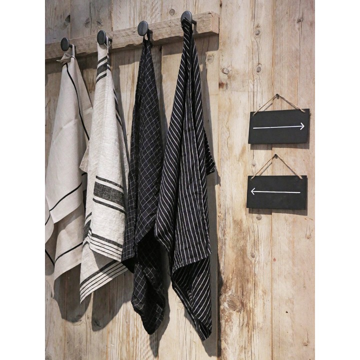 Torchon en 100%lin couleur naturel/noir 47x70 cm