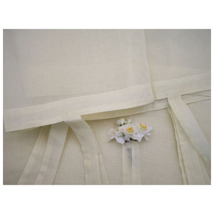 Cream voile curtain with 6 pockets