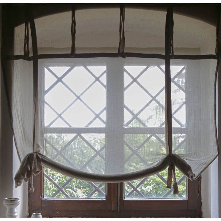 Rideau en coton gauze avec une tableau roulante lin 110x280cm