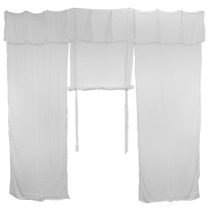 Rideau en 100% gauze coton creme 3 panneau 340x296+50 cm lacets