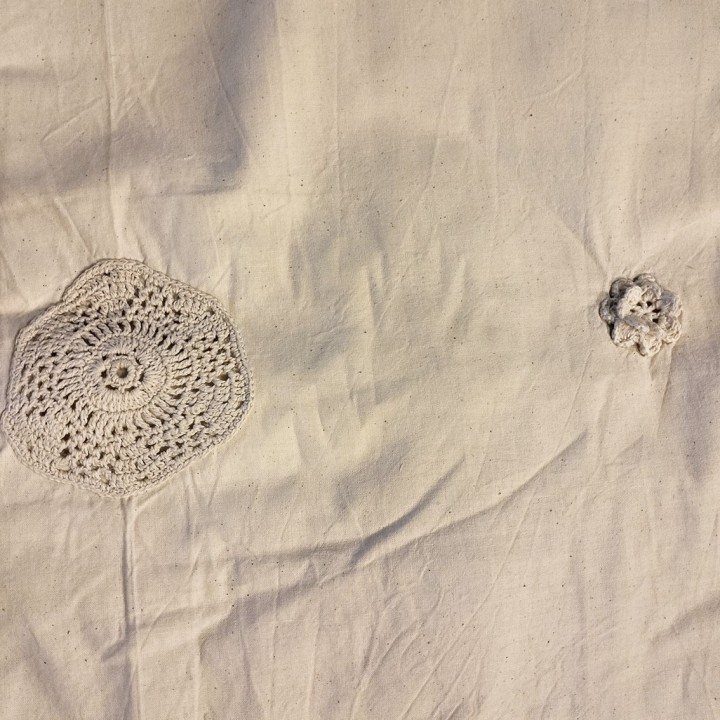 Rideau en 100% coton crÈme À motifs floraux au crochet en relief 135 x 280 cm