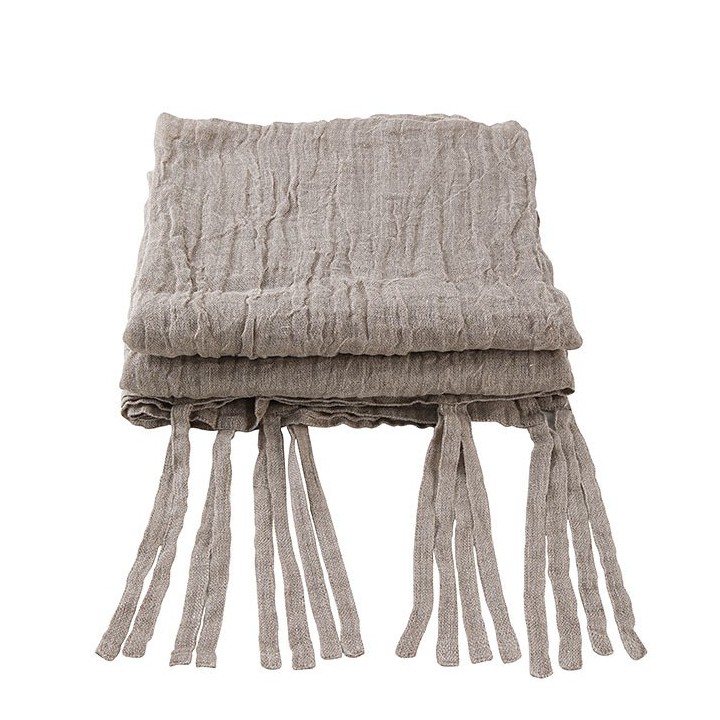 100%linen gauzed curtain with laces natural color