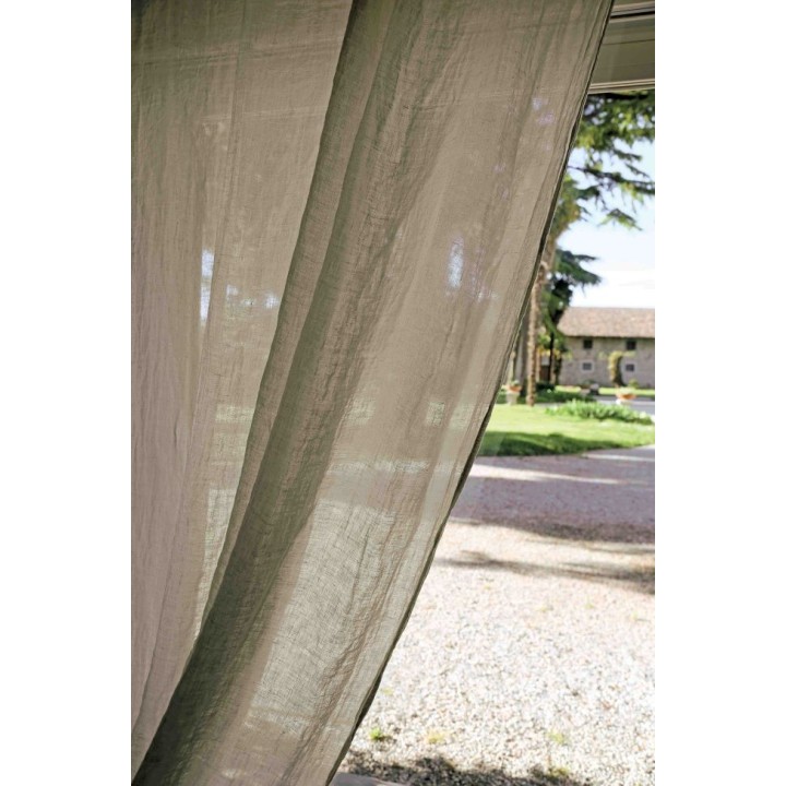 Tenda 100%lino garzata naturale +20cm lacci 150 cm