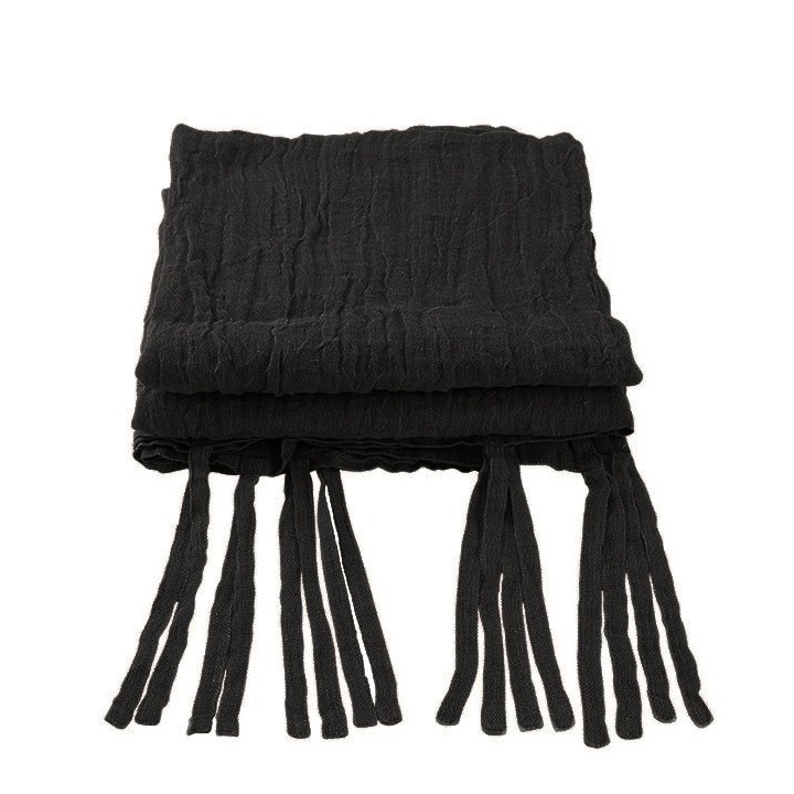 Rideau en 100% lin gaze couleur noire avec lacets