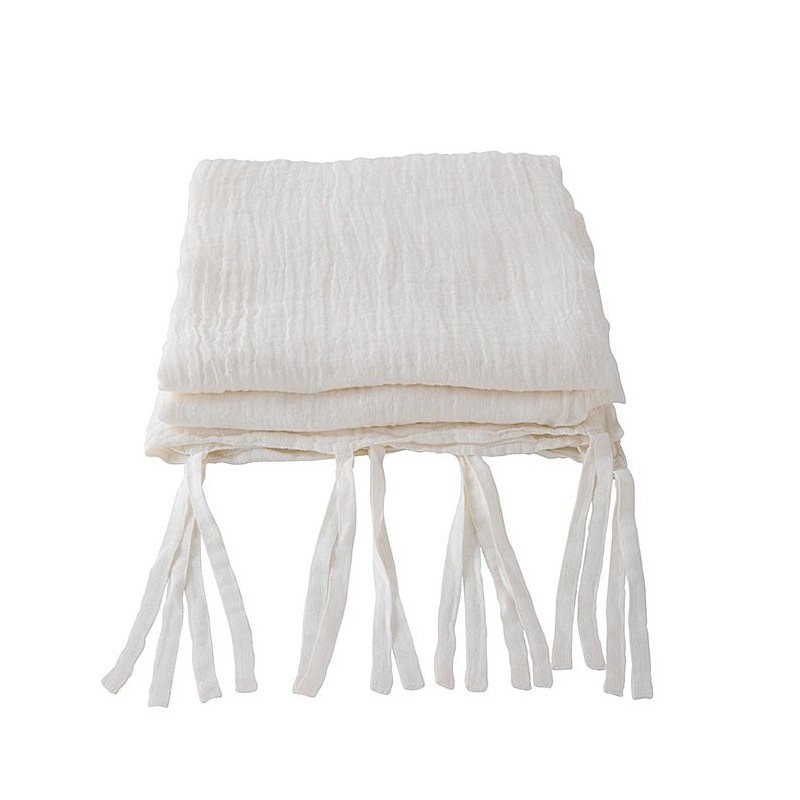 100%linen gauzed curtain with laces cream color 150 x 280 cm