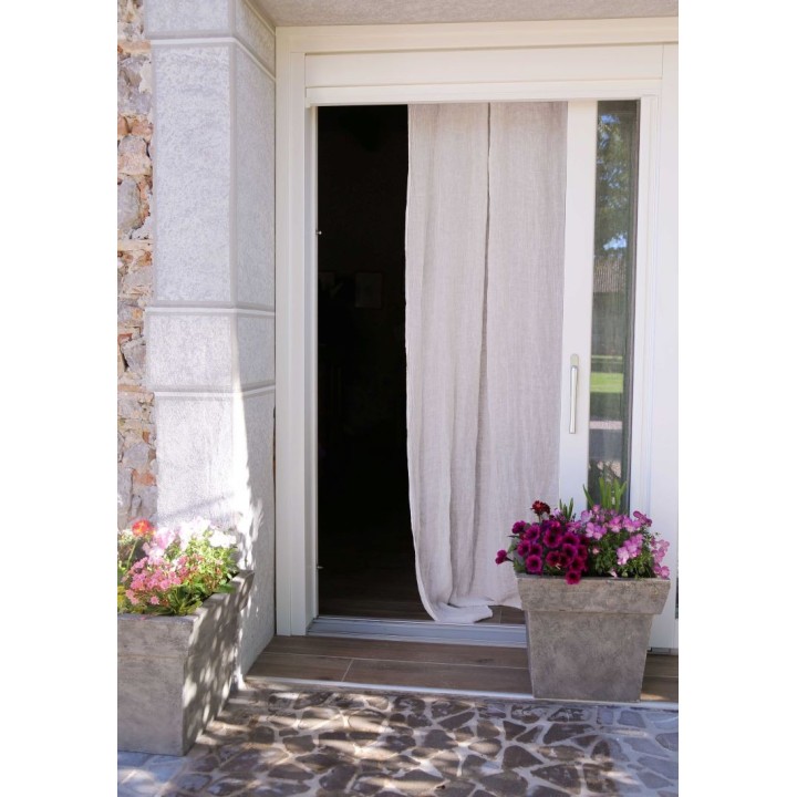 Rideau en 100%lin gaze couleur creme avec lacets 150 x 280 cm