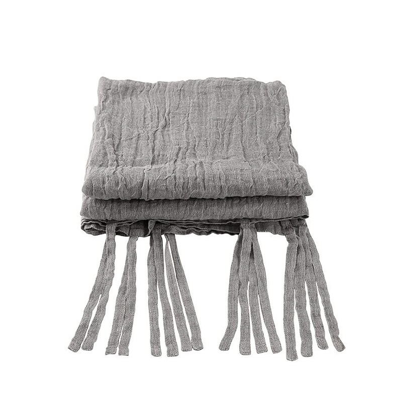 Rideau en 100%lin gaze couleur gris avec lacets