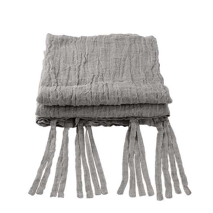 100%linen gauzed curtain with laces grey color