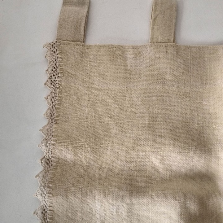 Tenda juta spessa panna bordo uncinetto handmade 150 x 260 cm