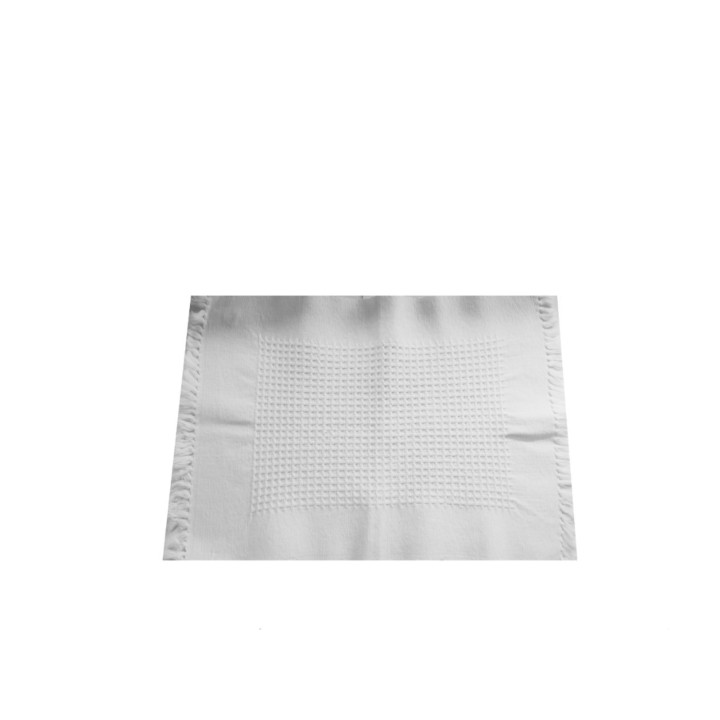 Set de table en coton blanc avec embroiderie et franges 31x45 cm