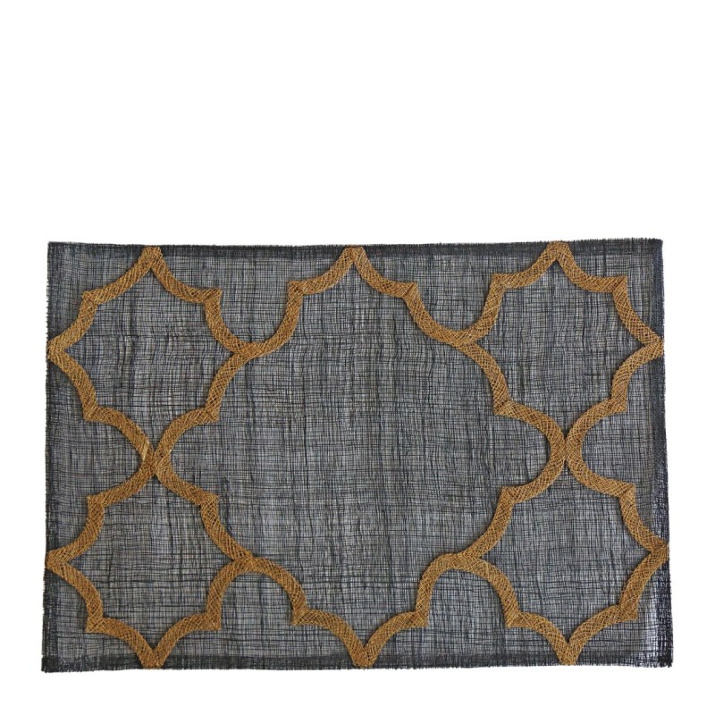 Set de table en abaca noir avec dÉcoration dorÉe 33 x 48 cm