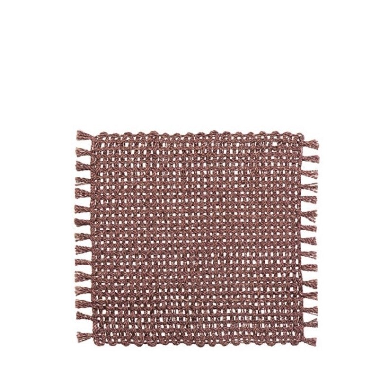 Sous-plat abaca rigide franges col bordeaux 32x32cm