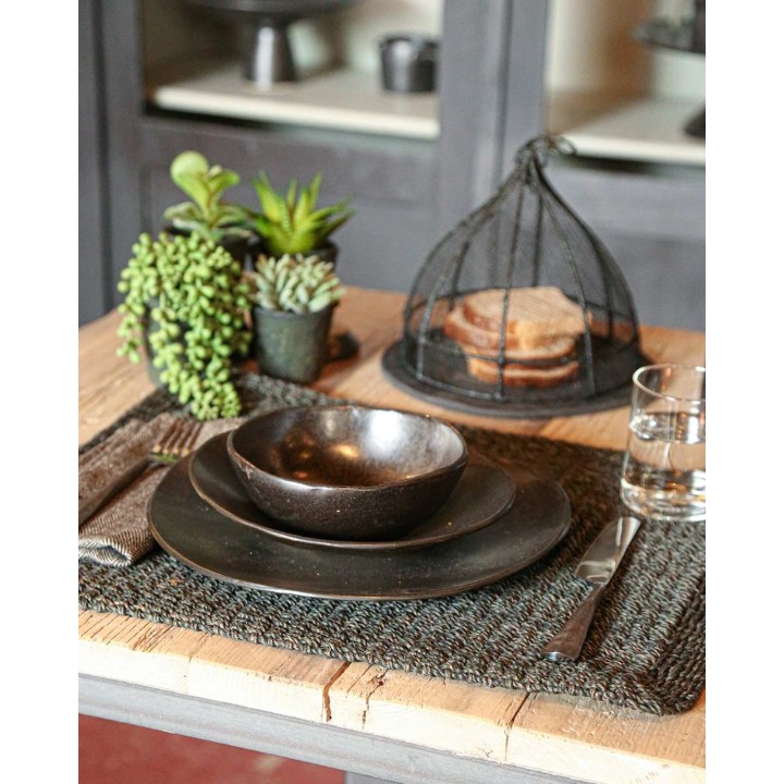 Set de table en abaca trame epaisse couleur noire 39x49.4 cm