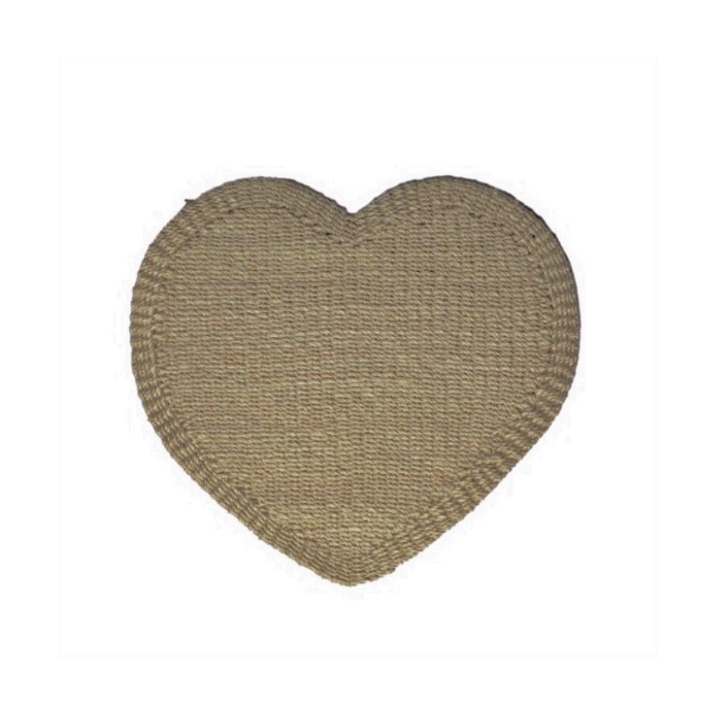 Sous-plat coeur en abaca couleur lin d.38 cm