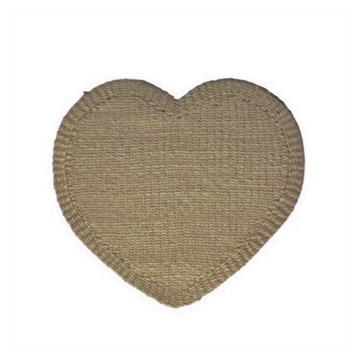 Sous-plat coeur en abaca couleur lin d.38 cm