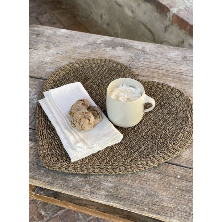 Sottopiatto cuore intreccio spesso abaca lino d38 cm