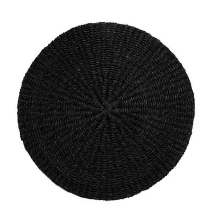Black thick interwoven placemat d38 cm
