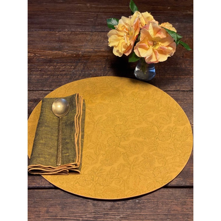 Poliurethane doubleface underplate with flower relief