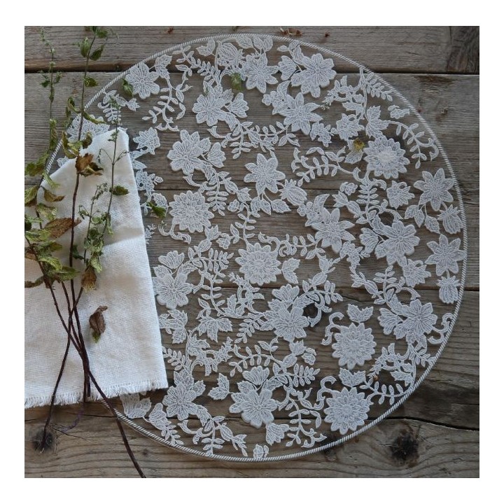 Sottopiatto pvc trasparente pizzo floreale crema d38 cm