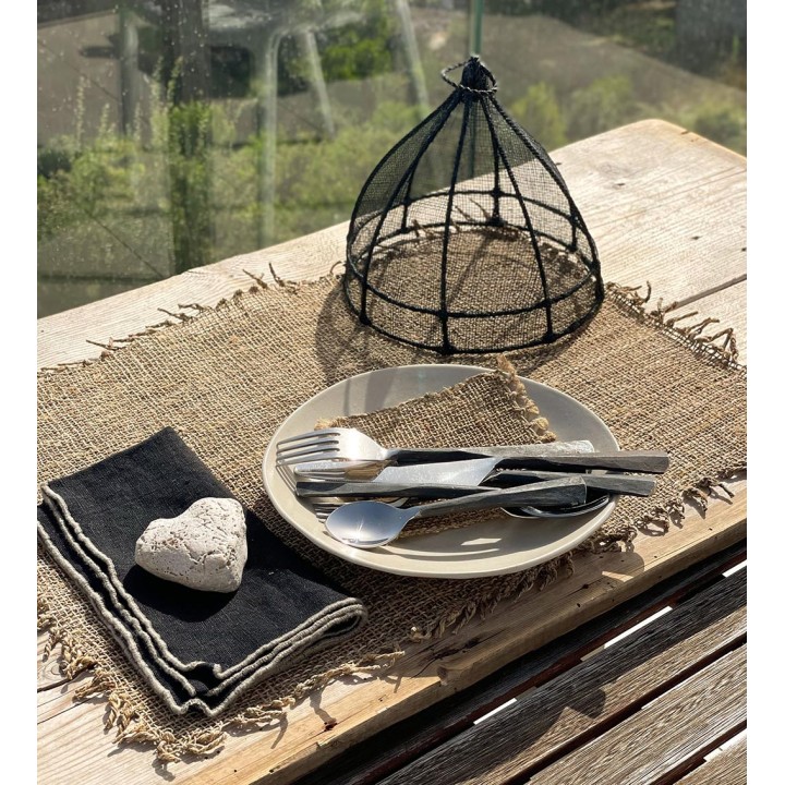 Natural jute placemat with fringes 36x50 cm