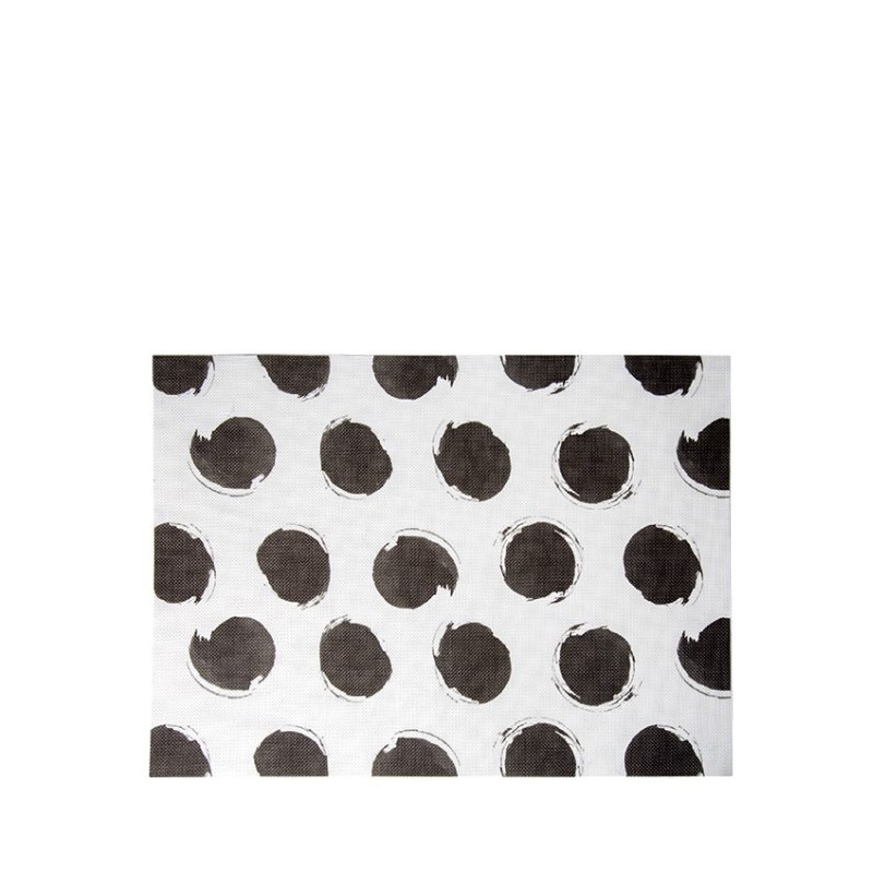 Set americain blanc avec pois noirs 75%pvc 25%polyester  33 x 45 cm