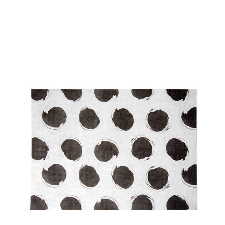Tovaglietta bianca pois neri 75%pvc 25%poliestere 33 x 45 cm