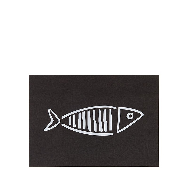Tovaglietta in fibra di cellulosa nera con pesce 31.5 x 47 cm