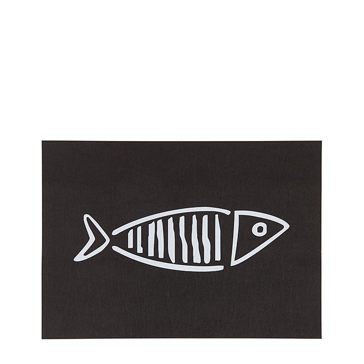 Cellulose fiber placemat black with white fish