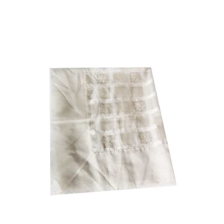 Nappe en organza avec perles forme de flocon de neige ivoire 150x250 cm