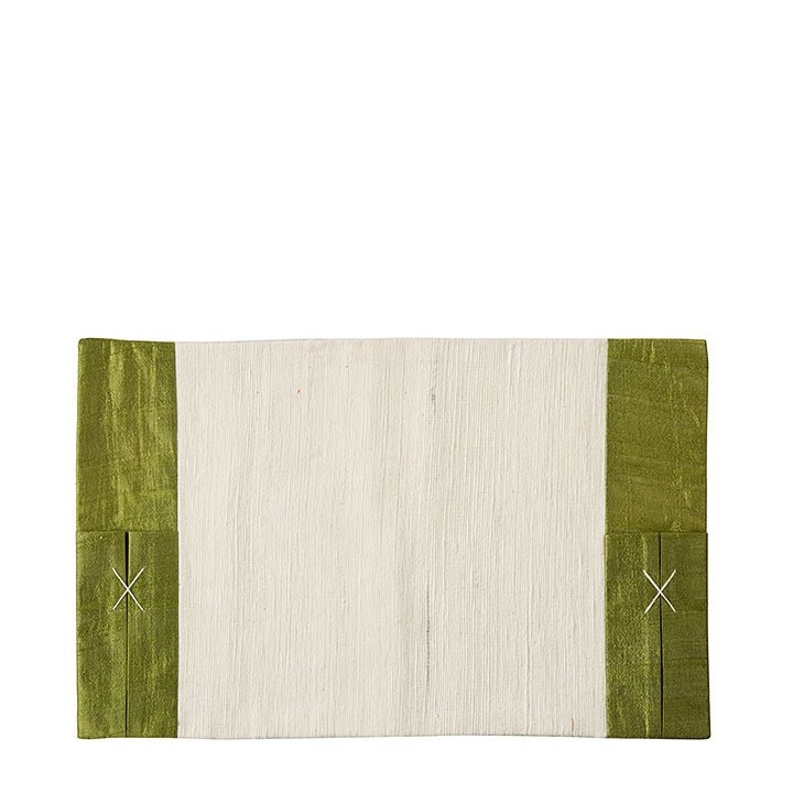 Tovaglietta bianca e verde con tasche 28 x 44 cm