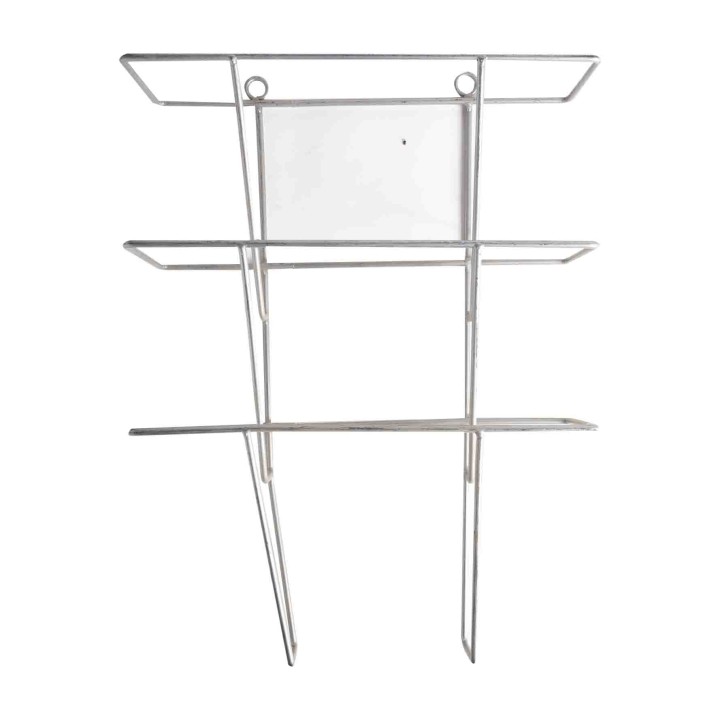 Shabby magazine rack in silver iron 32cm