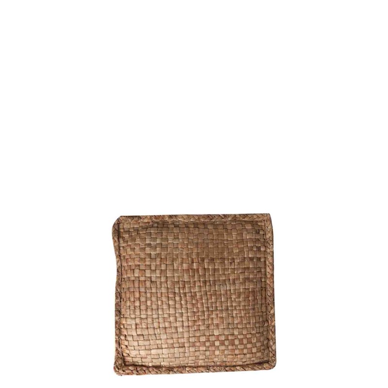 Coussin garni de feuilles de bananier naturelles mesurant 41 cm x 41 cm h 10 cm.