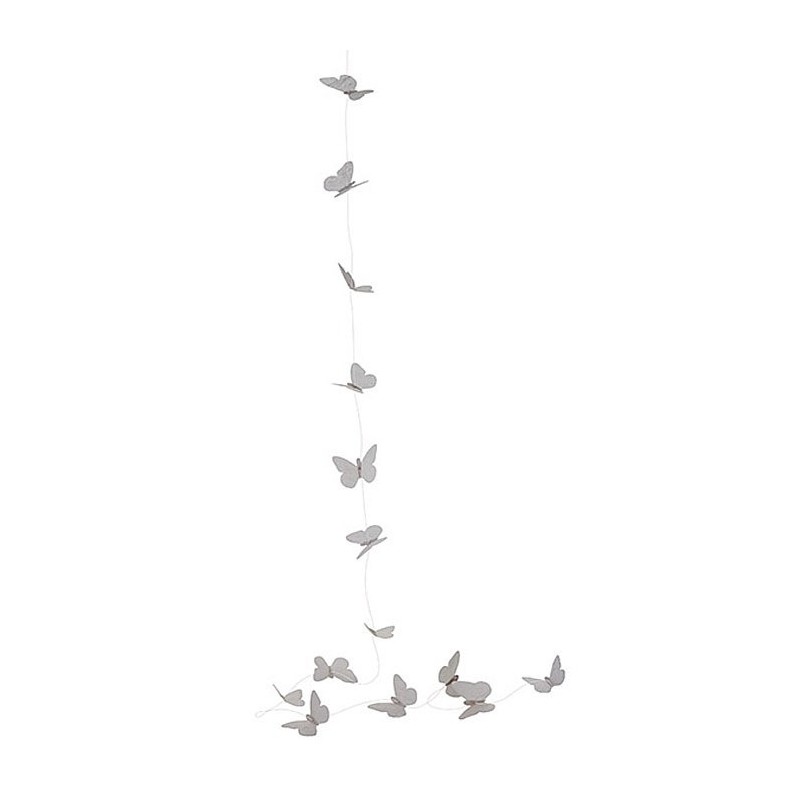 Fil de petits papillons blancs en plastique 150 cm