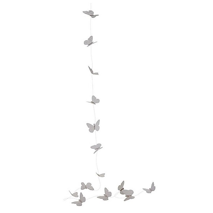 Fil de petits papillons blancs en plastique 150 cm